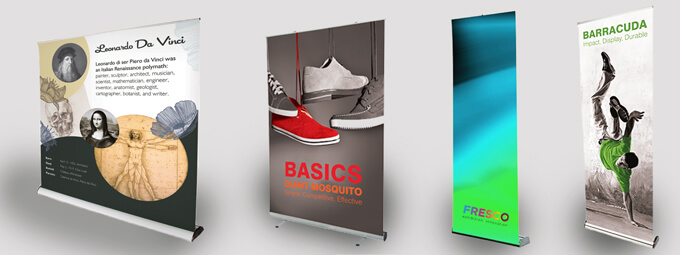 roller banners. Compact portable displays