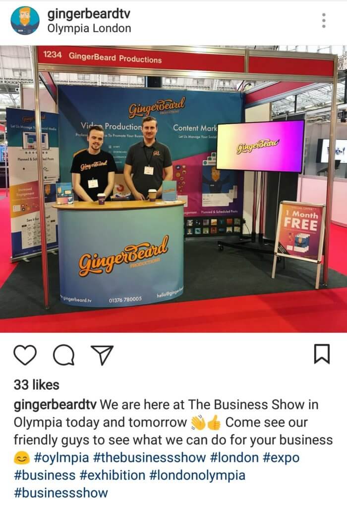 Social media post showing how to maximise your exposure when visiting trade shows
