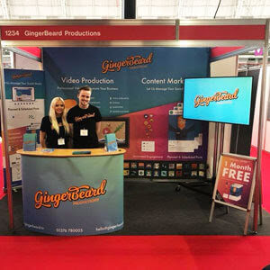 Gingerbeard Promotions stand at the Business Show 2017 lined with VBanner