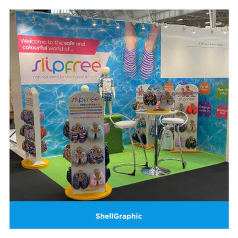 Shellgraphic panels for Slipfree at an exhibition